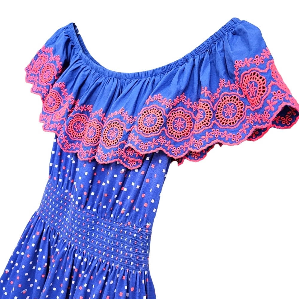 Nwot Lilly Pulitzer Kalama Off the Shoulder Blue Borealis Squared Dress - Picture 11 of 16